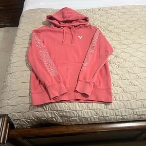 American Eagle Outfitters Coral Hoodie with Logo Sleeves